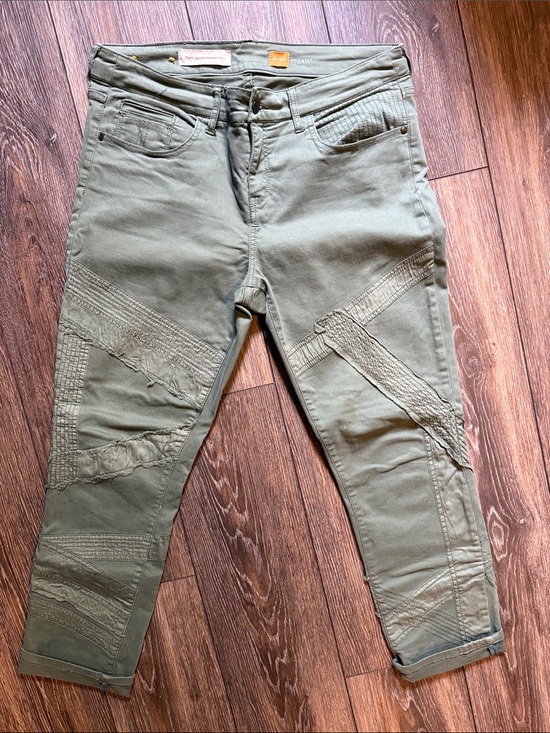 Anthropologie Denim - Anthropologie Olive Green Cropped Distressed Jeans